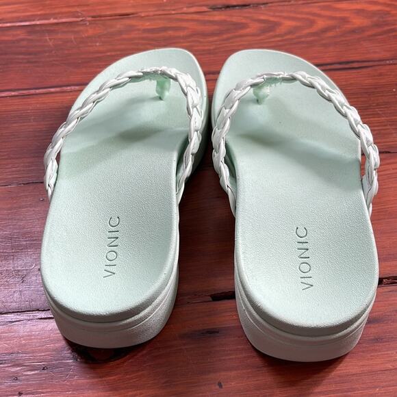 NWOT Vionic Sunrise Kenji braided leather platform flip flop sandal sz 6.5 - Picture 6 of 7